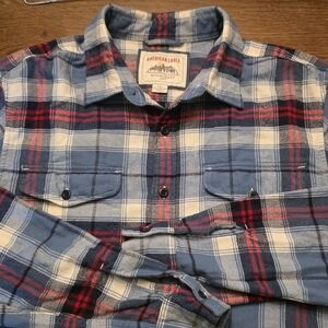 American Eagle Outfitters Men's Flannel- Blue and Red Plaid Sz L
